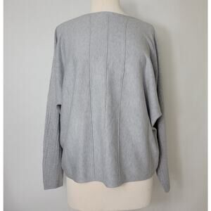 Milano by Sioni Grey Dolman Sleeve Knit Sweater XL Boat Neck Seam Detail NWT